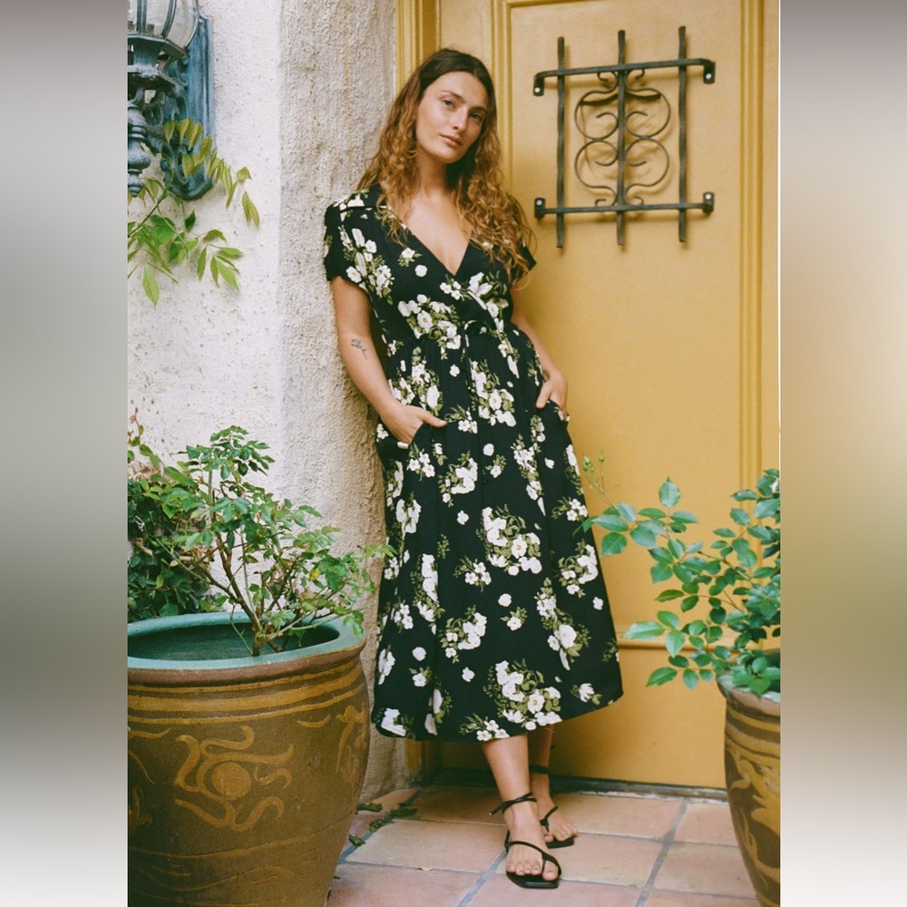 Christy Dawn Floral Black Dress Small